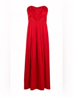 Gianni Bini Red Silk Strapless Maxi Gown Formal Evening Dress Size 8